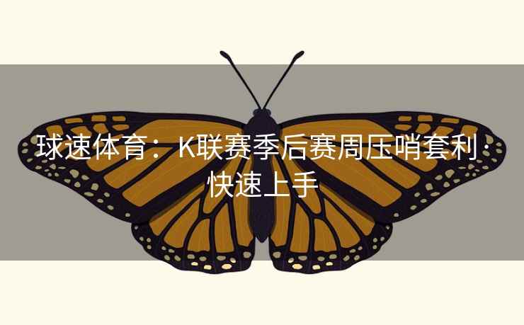 球速体育:K联赛季后赛周压哨套利·快速上手